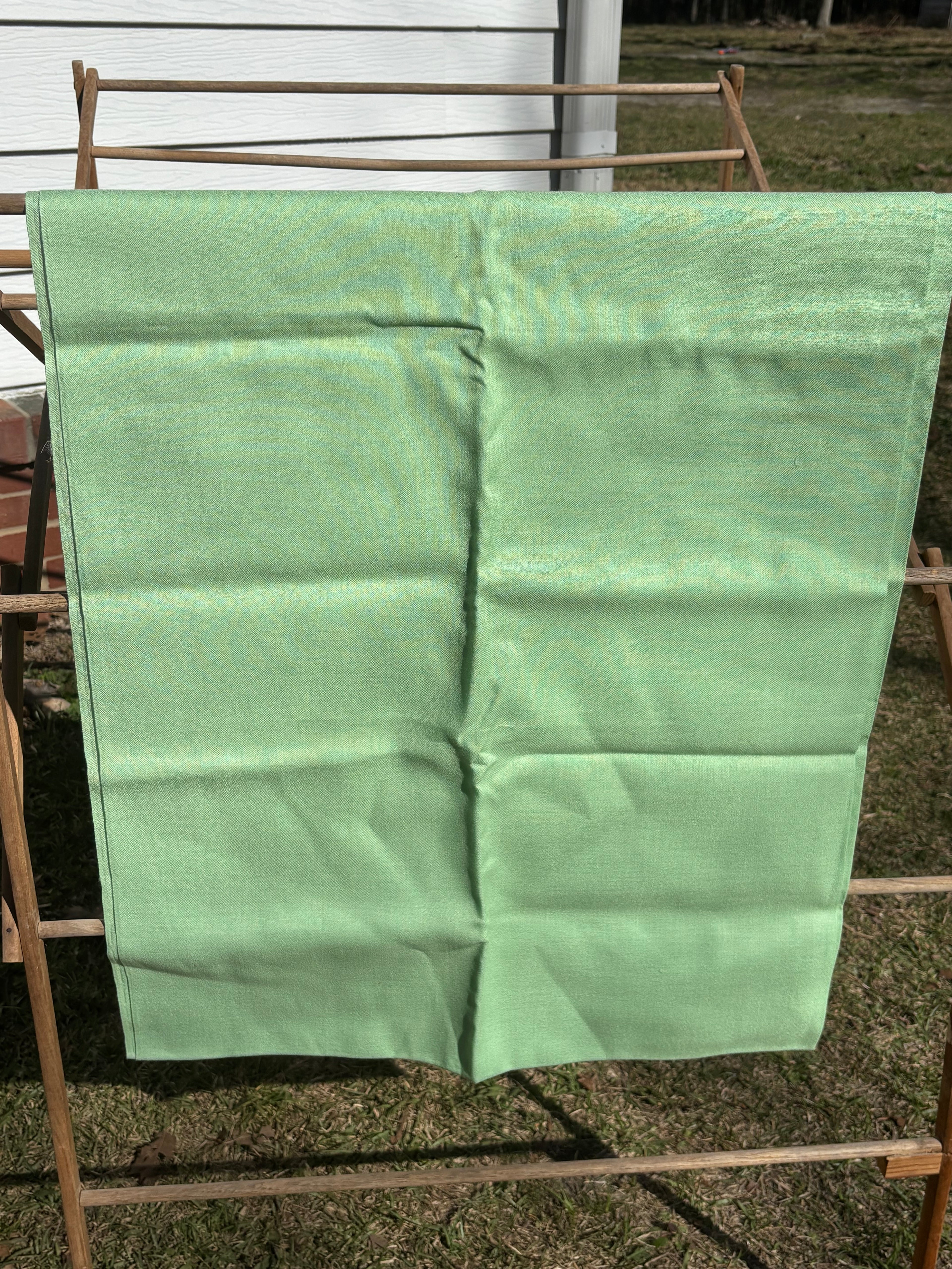 Bundle 7 Vintage Fabric Bundle Green Utility Fabric & Sheer Floral Yardage (Large Cuts, As-Is)