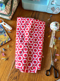 Vintage 1950s Red Geometric Circle Fabric Extra Long Yardage Cotton 45” x 212”