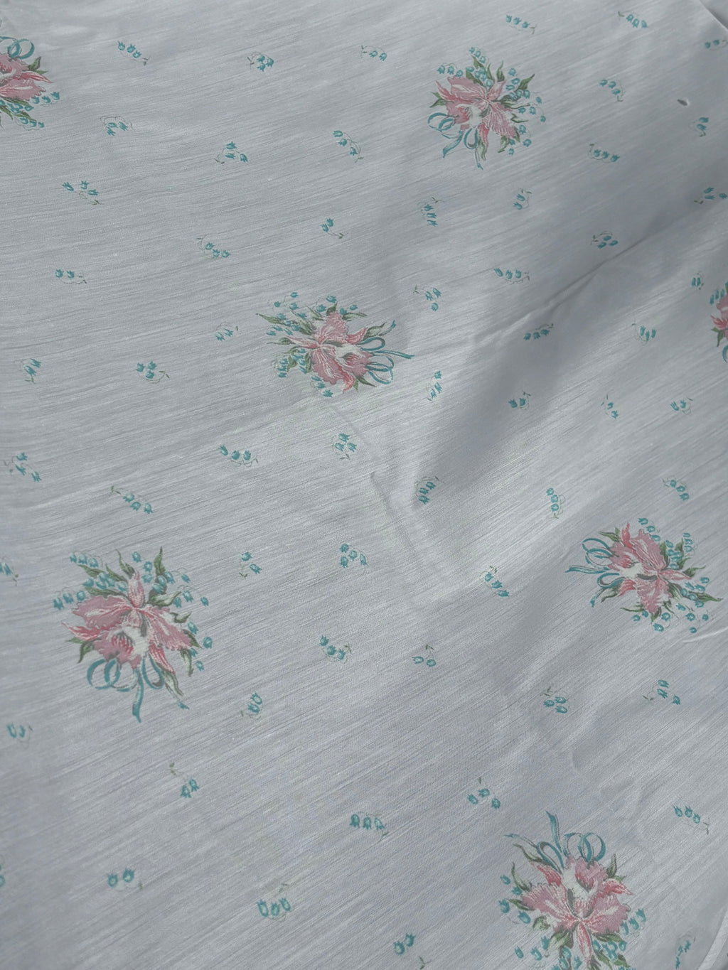 Bundle 7 Vintage Fabric Bundle Green Utility Fabric & Sheer Floral Yardage (Large Cuts, As-Is)