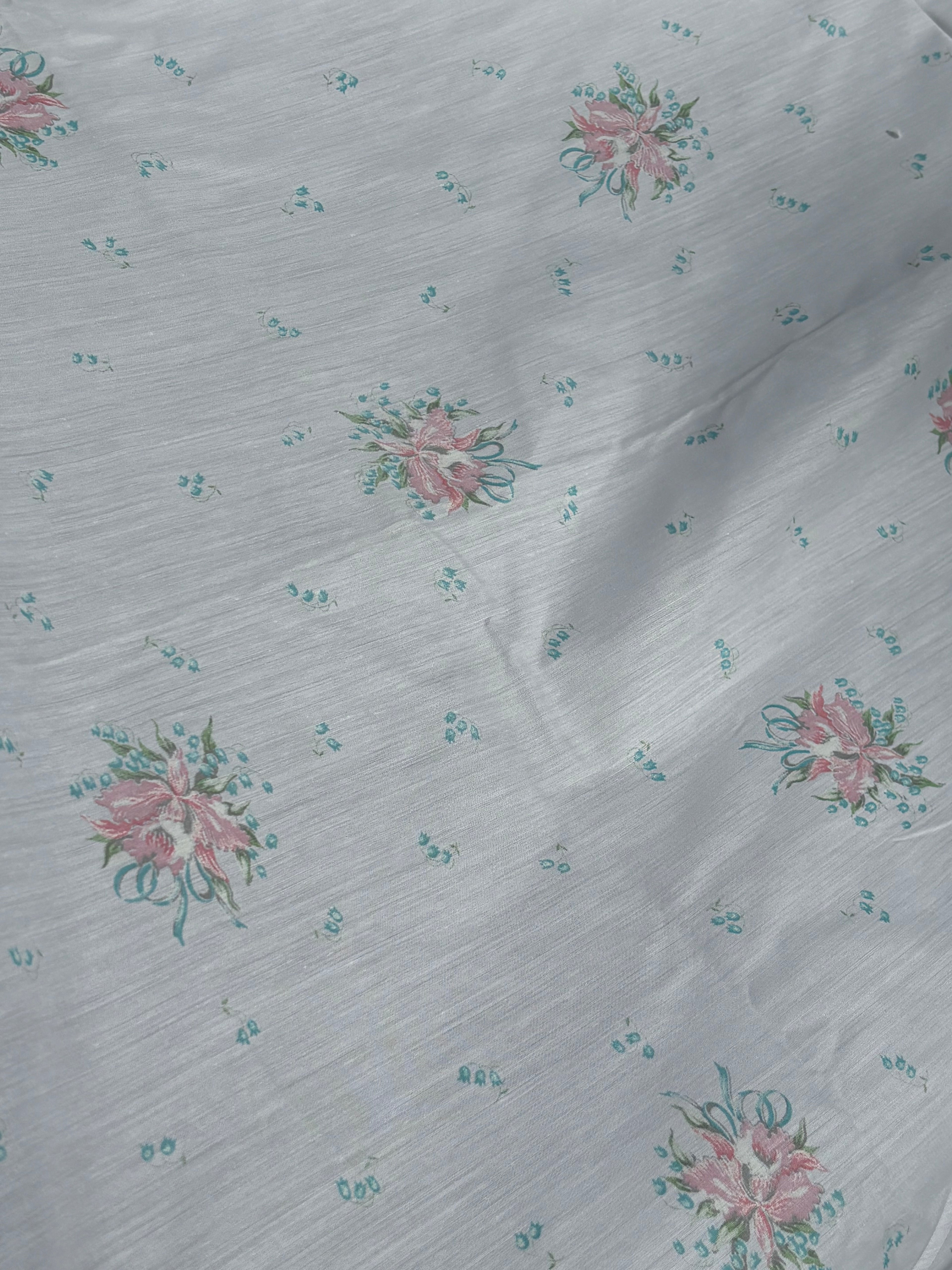 Bundle 7 Vintage Fabric Bundle Green Utility Fabric & Sheer Floral Yardage (Large Cuts, As-Is)