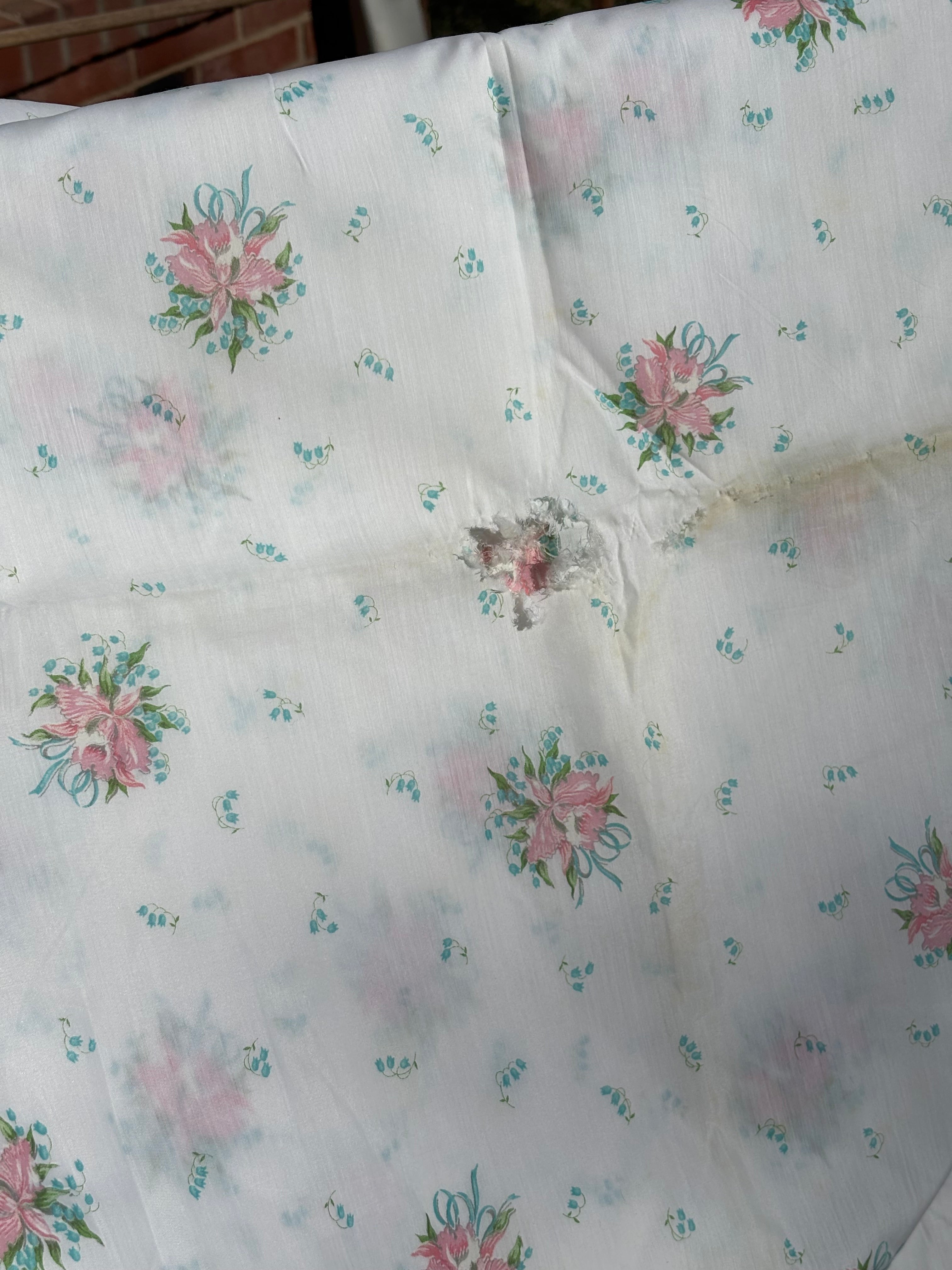 Bundle 7 Vintage Fabric Bundle Green Utility Fabric & Sheer Floral Yardage (Large Cuts, As-Is)