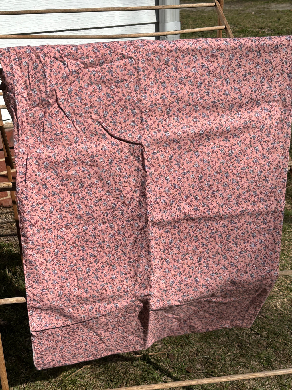 Vintage Floral Cotton Fabric Large Yardage Cottage Pink 84” x 88”